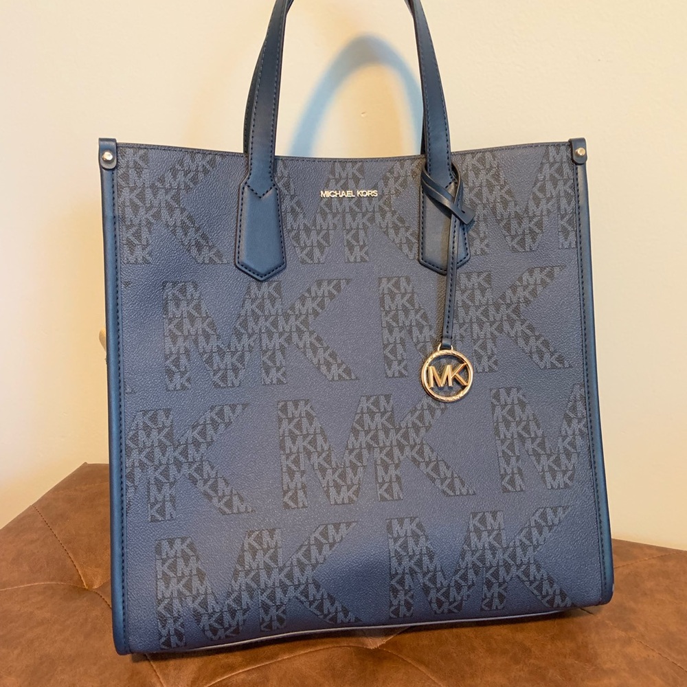 Michael Kors Monogram Maple Blue Large Tote